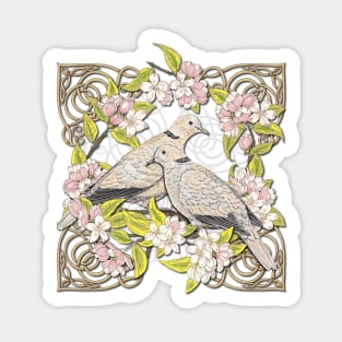 Celtic Collared Doves in Blossom Sticker